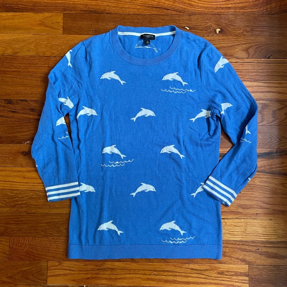 Talbots small petite blue dolphin sweater
